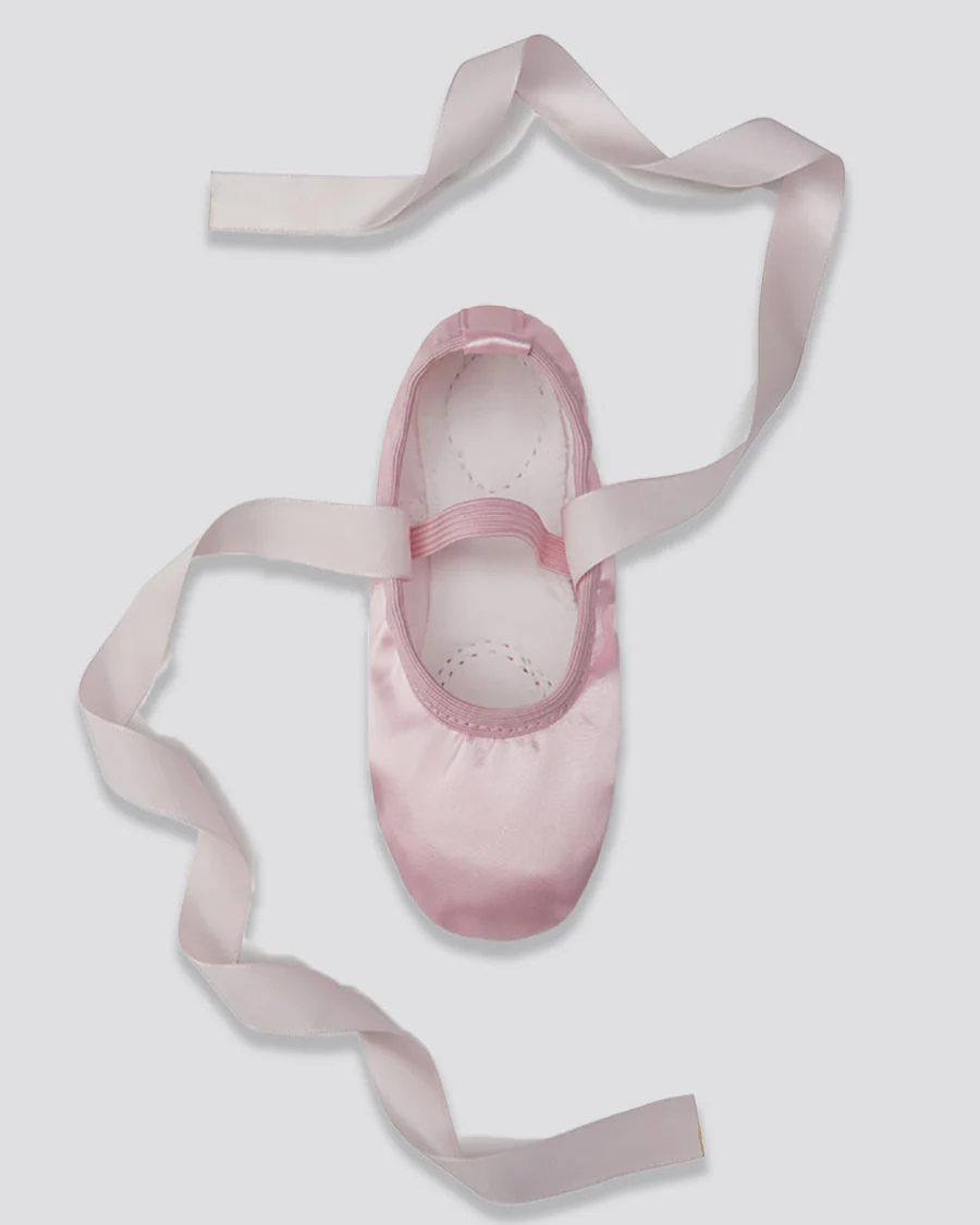 Kids Satin Ballet Shoes with Ribbon - Image 3