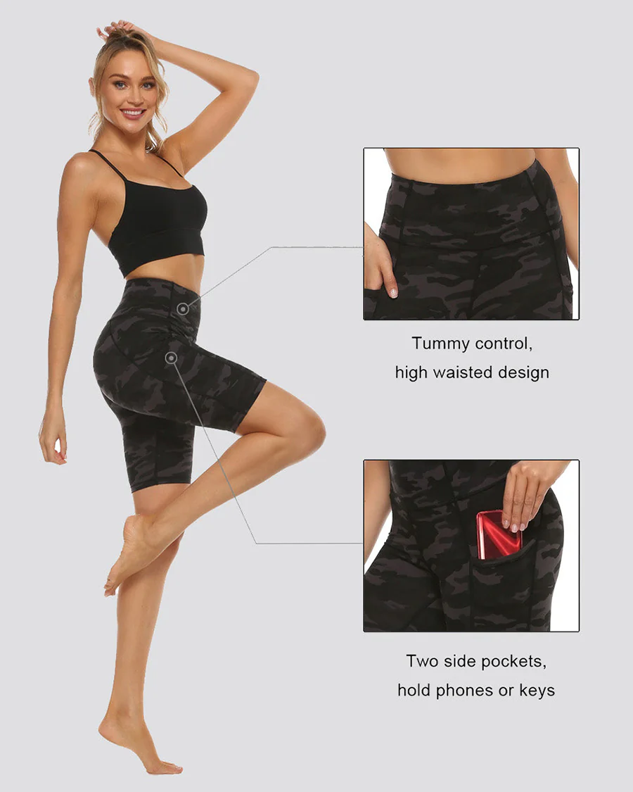 Essential High Waisted Yoga Shorts 8" - Image 4