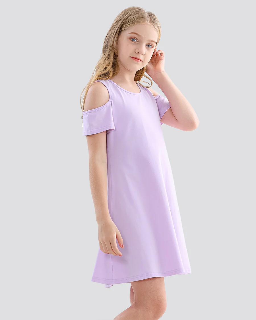 Girls Cold Shoulder Tunic A-Line Twirly Dress - Image 3