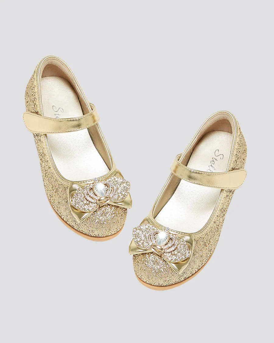 Girls Crown Glitter Low Heel Mary Jane Dress Shoes - Image 3