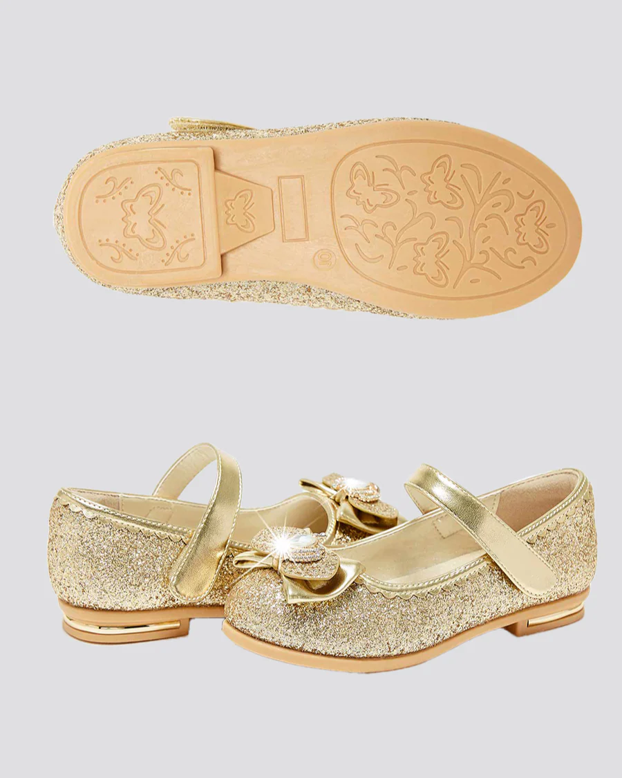 Girls Crown Glitter Low Heel Mary Jane Dress Shoes - Image 5