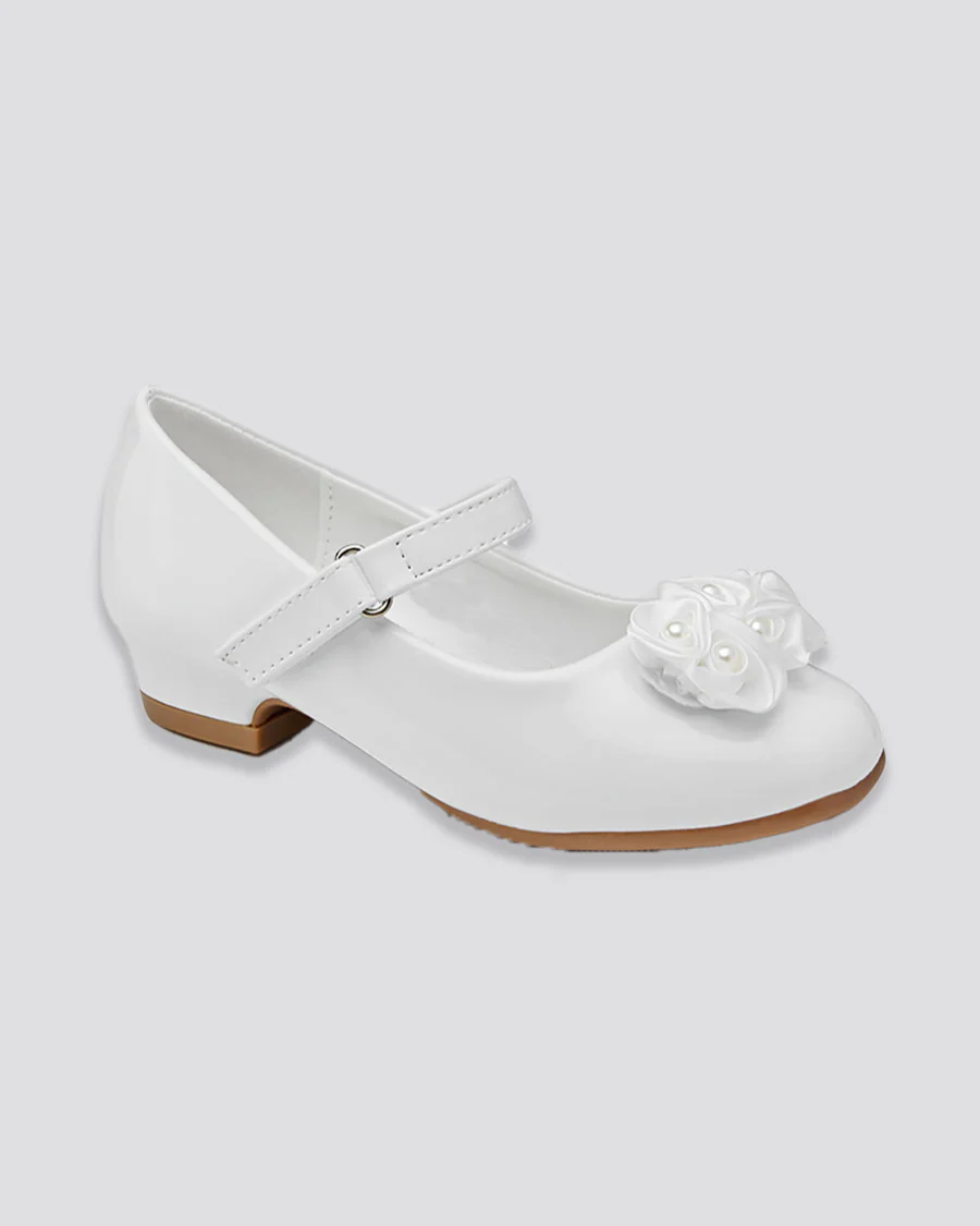 Girls Floral Mary Jane Low Heel Party Shoes - Image 6