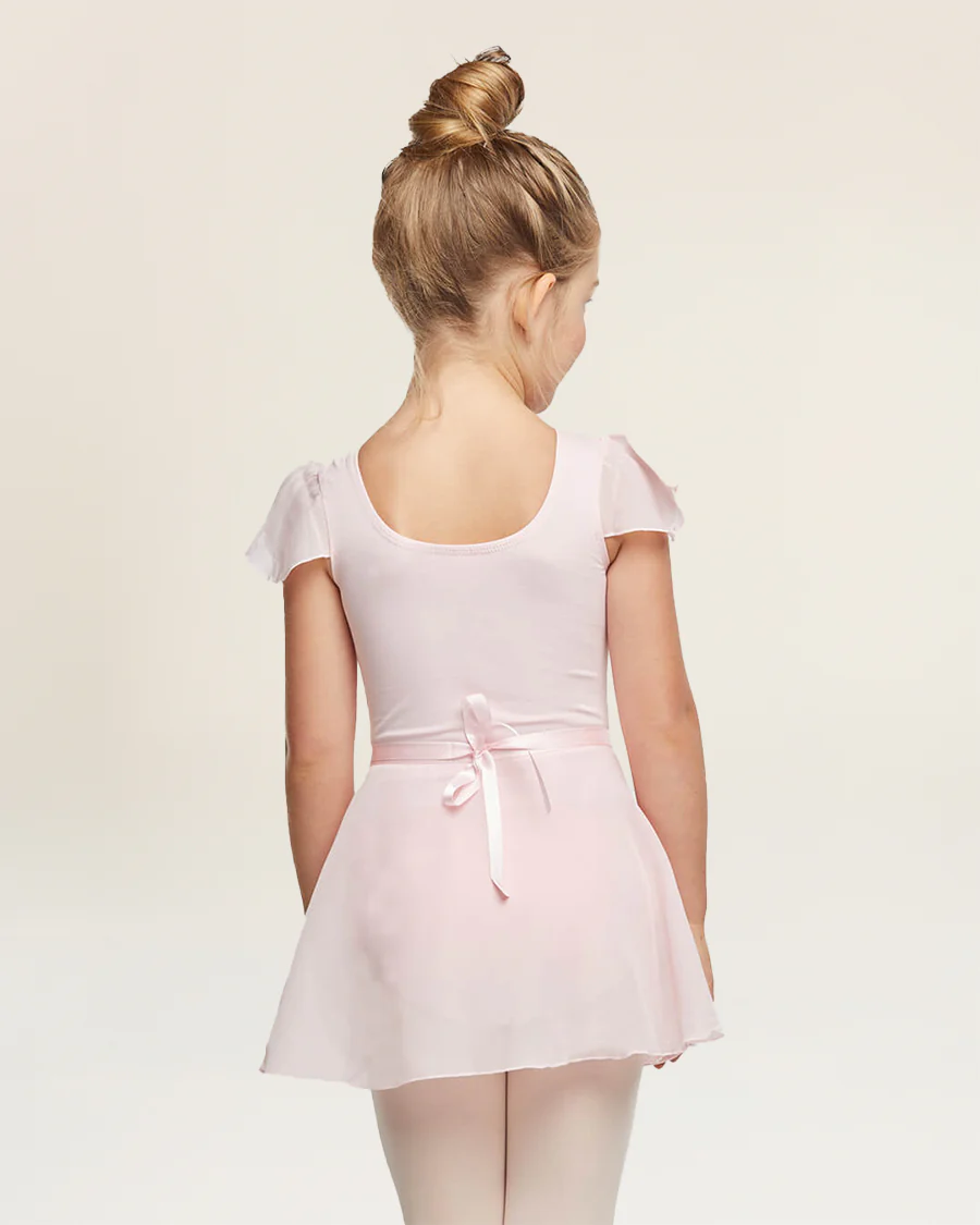 Girls Ballet Leotard Starter Kit (Flutter Sleeves Leotard & Tie Skirt & Tights) - Image 3