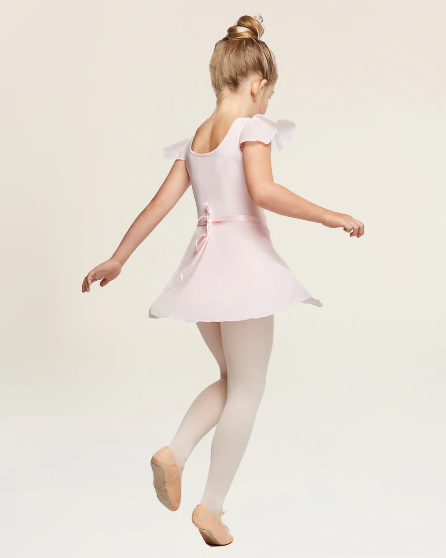 Girls Ballet Leotard Starter Kit (Flutter Sleeves Leotard & Tie Skirt & Tights) - Image 5