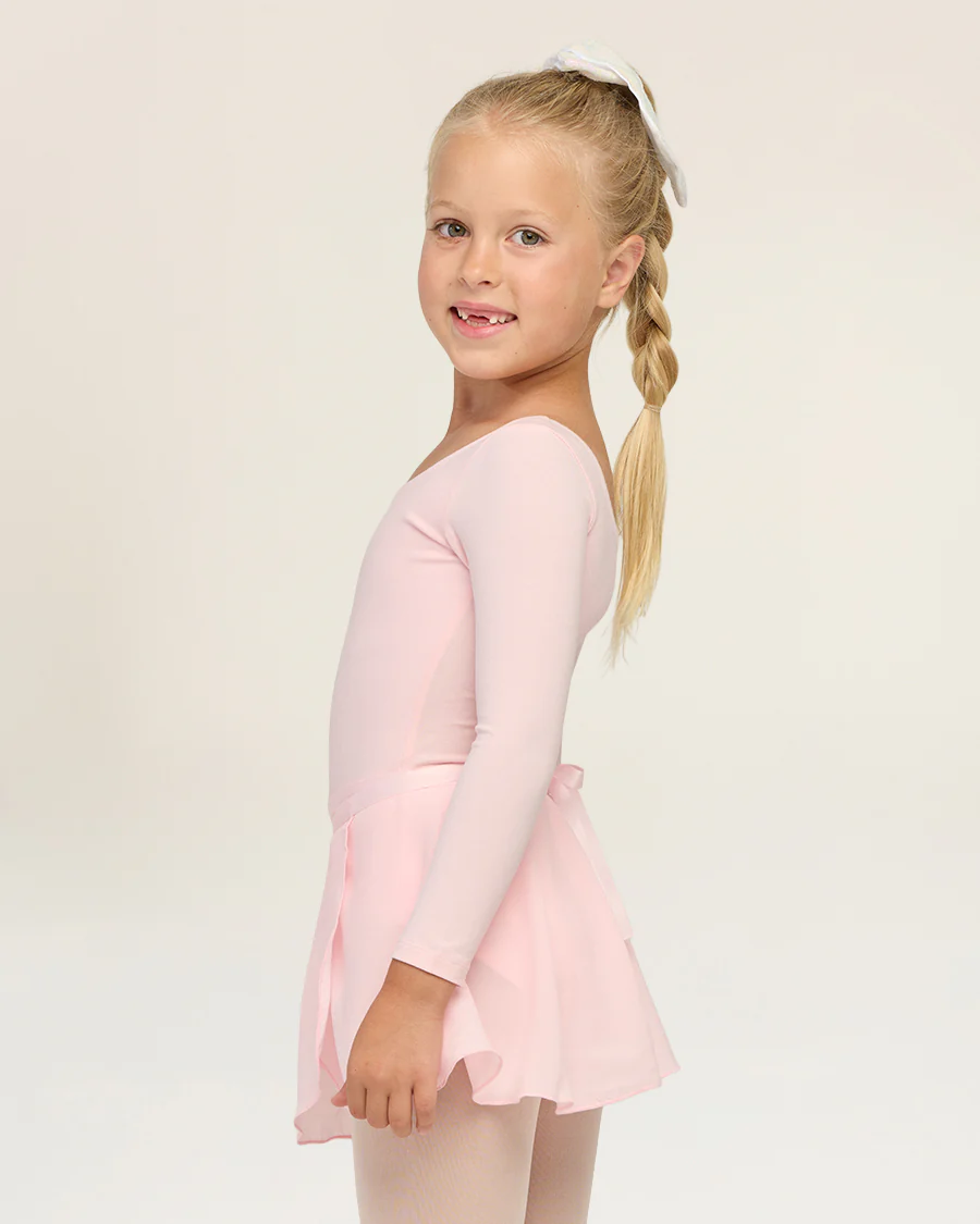 Girls Ballet Leotard Starter Kit (Long Sleeves Leotard & Tie Chiffon Skirt & Tights) - Image 3