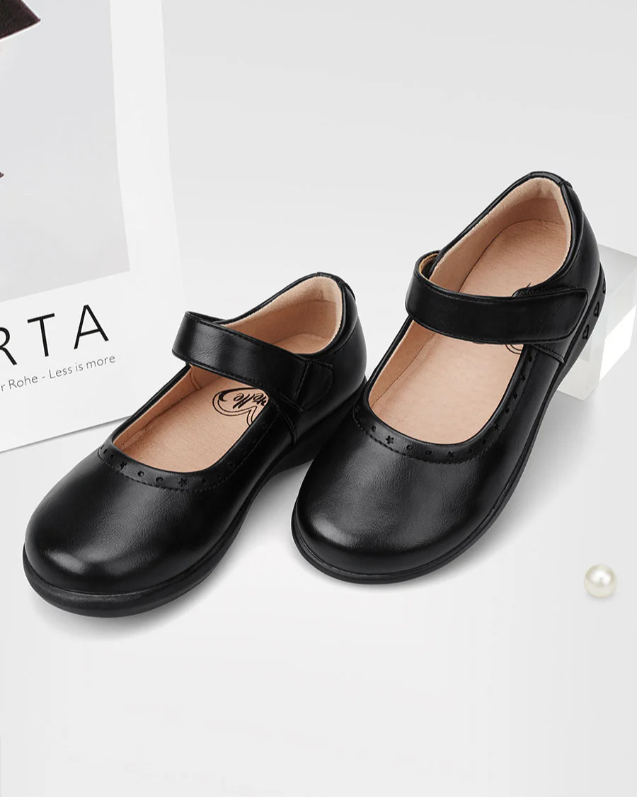 Girls Uniform Mary Jane Shoes with Perforated Trim - Image 3