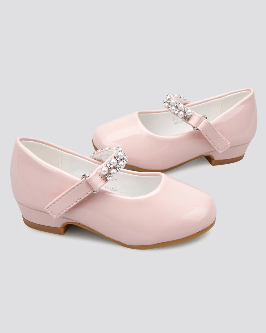 Girls Pearl and diamond strap Low Heel Mary Jane Dress Shoes - Image 3