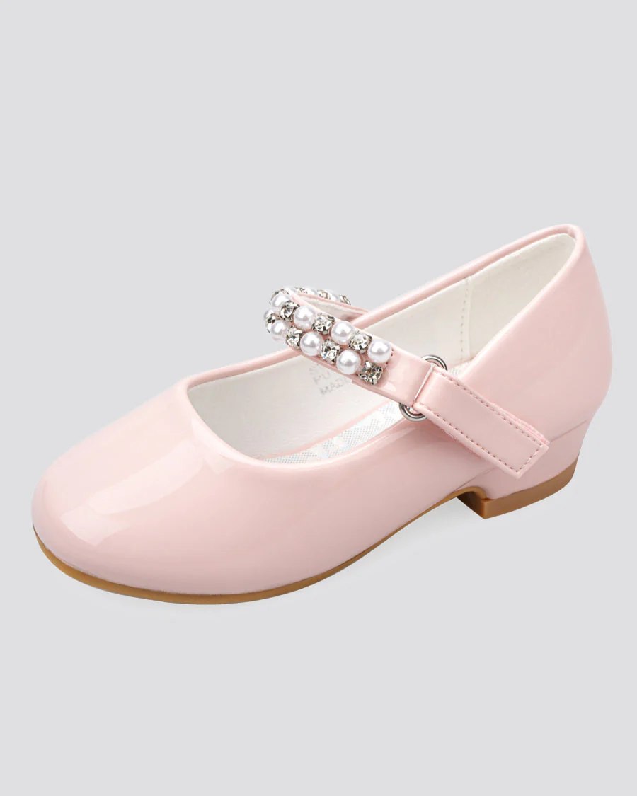 Girls Pearl and diamond strap Low Heel Mary Jane Dress Shoes - Image 5