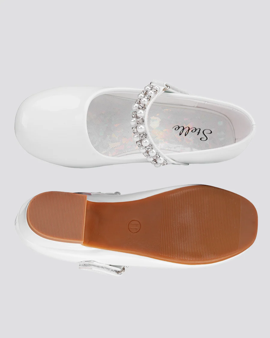 Girls Pearl and diamond strap Low Heel Mary Jane Dress Shoes - Image 5