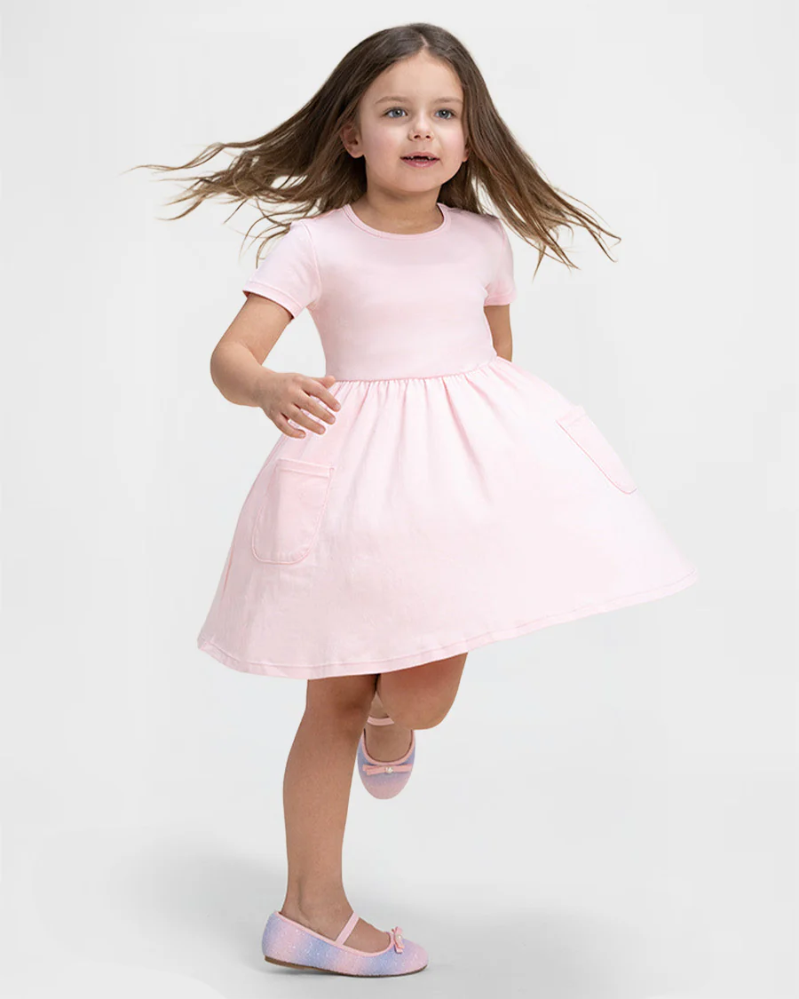 Girls Short Sleeve A-Line Twirl Dress - Image 5