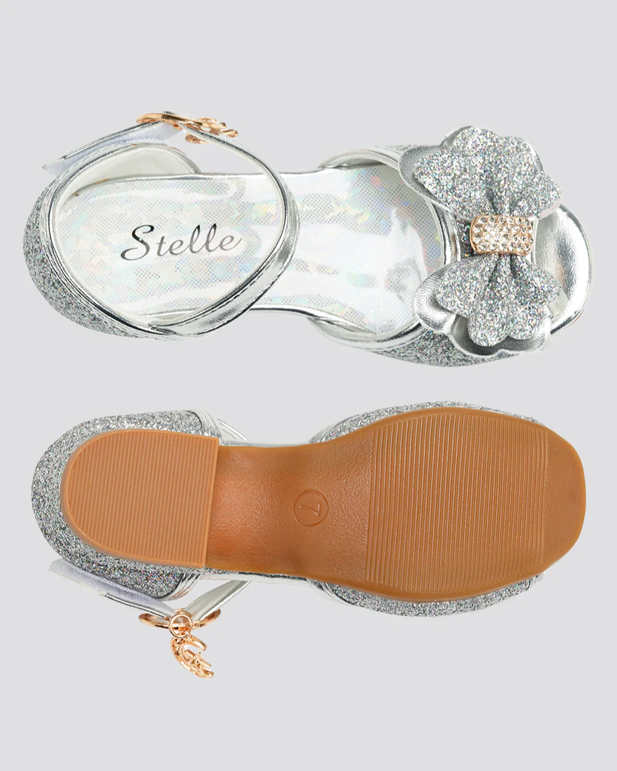 Girls Sparkly Princess Low Heels Sandals - Image 4