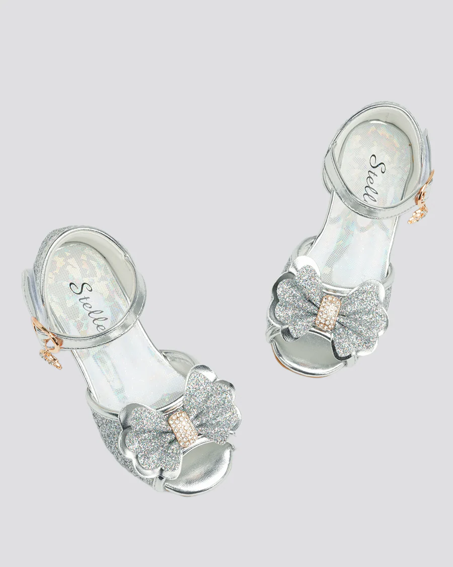 Girls Sparkly Princess Low Heels Sandals - Image 5