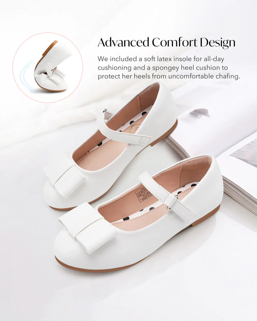 Girls Vegan Leather Mary Jane Shoes with Bows - Image 4