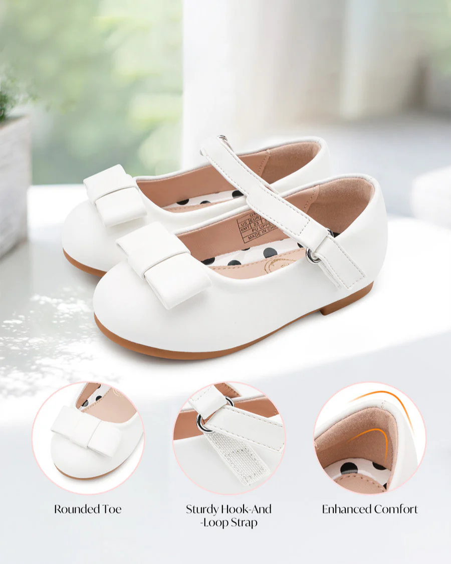 Girls Vegan Leather Mary Jane Shoes with Bows - Image 5