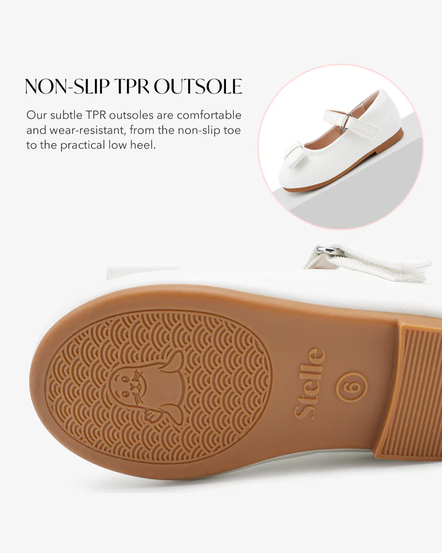 Girls Vegan Leather Mary Jane Shoes with Bows - Image 6