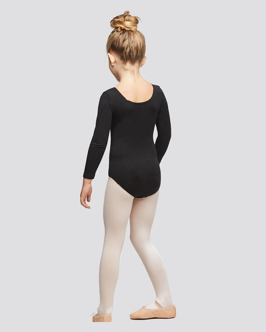 Girls Long Sleeve Cotton Ballet Leotard - Image 4