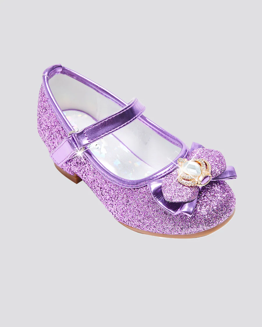 Girls Crown Glitter Mary Jane Dress Shoes - Image 5