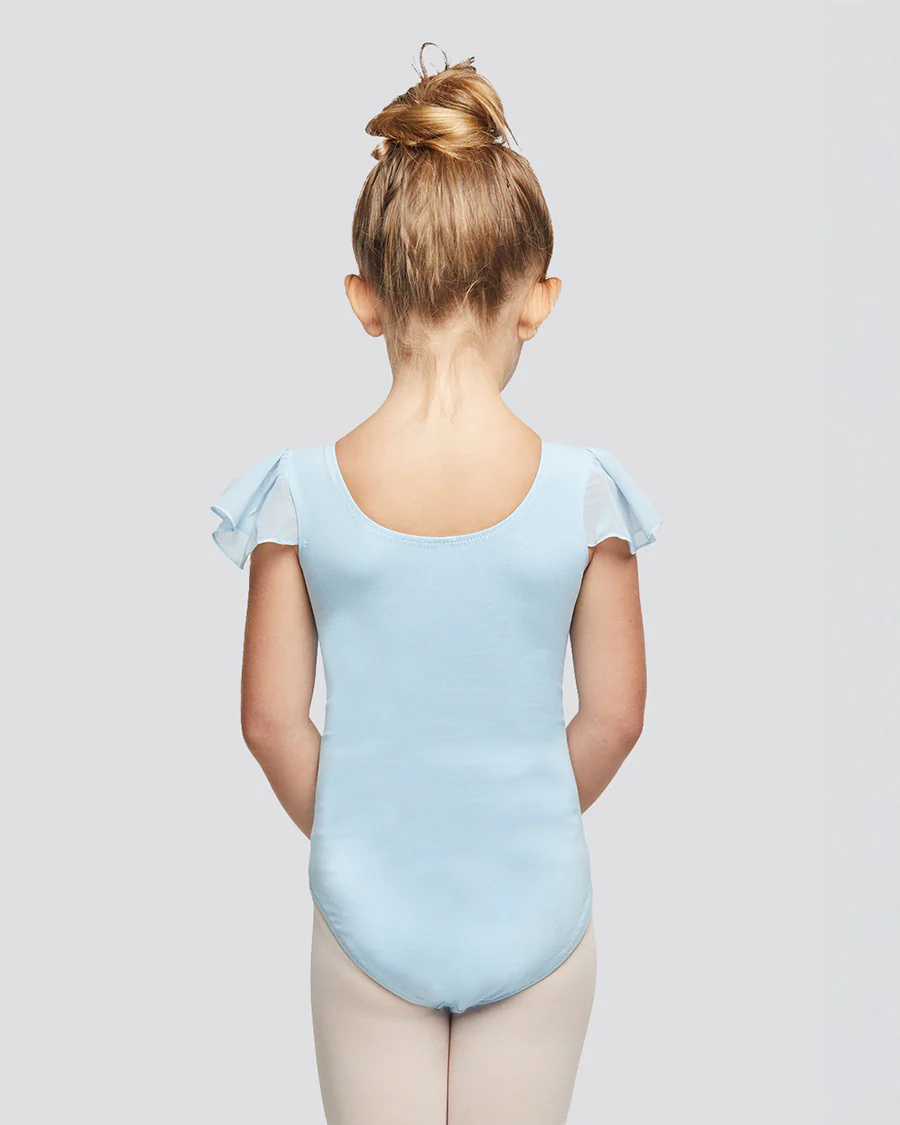 Girls Flutter Sleeve Cotton Dance Leotard - Image 3