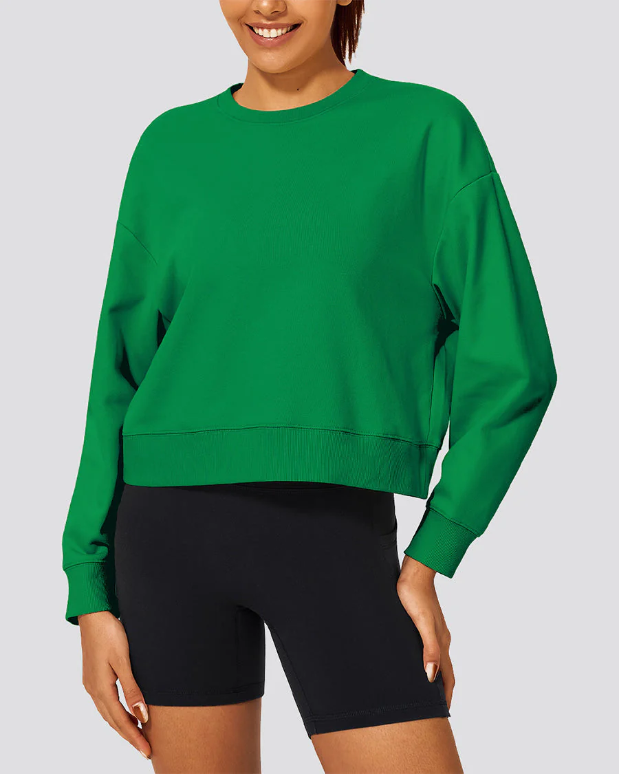 Oversized Cropped Crewneck Sweatshirt - Image 3