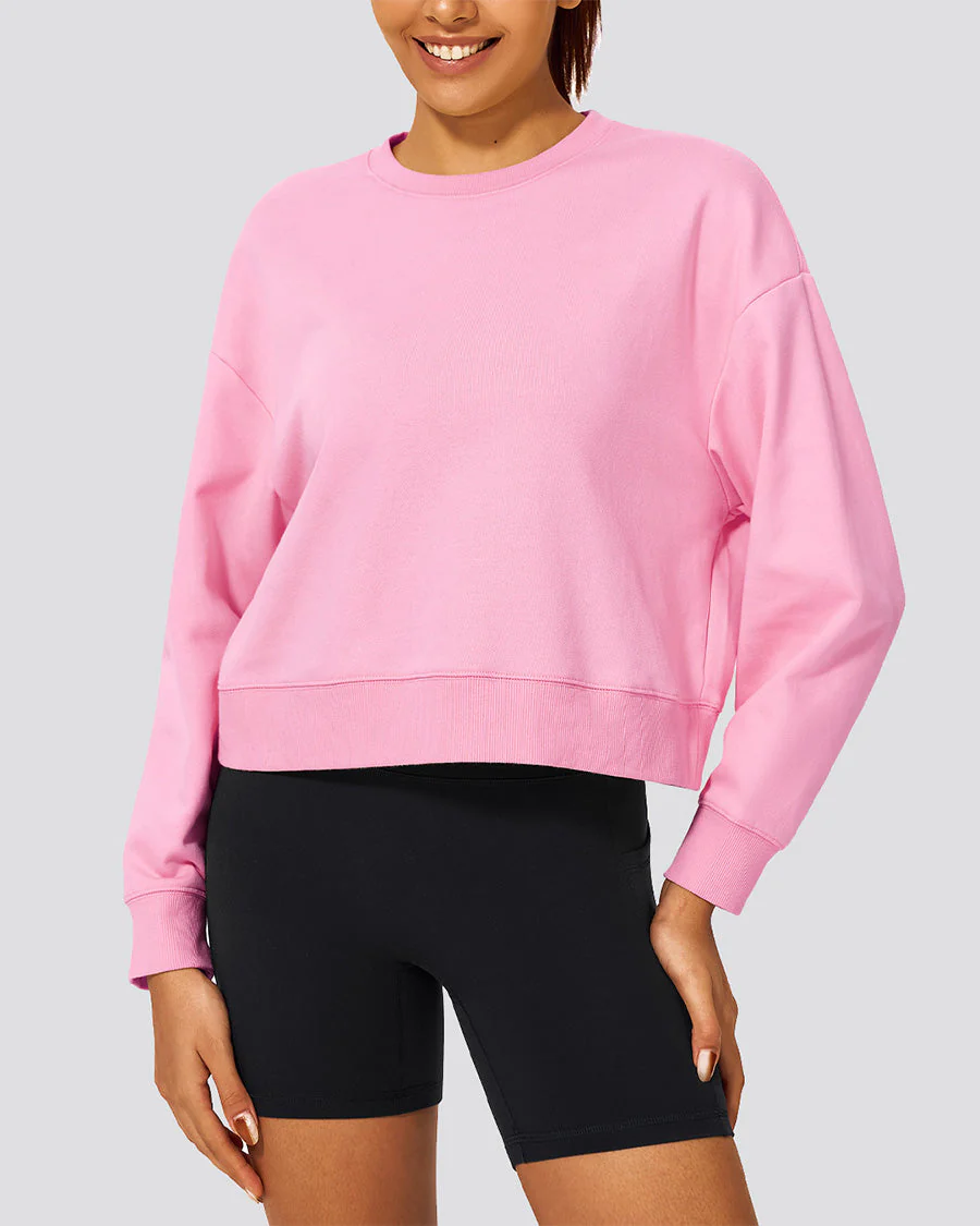 Oversized Cropped Crewneck Sweatshirt - Image 3
