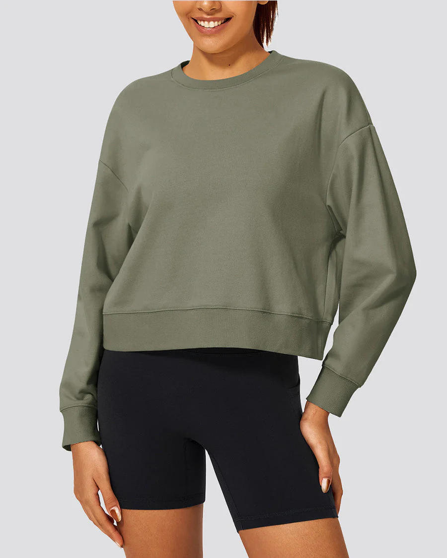 Oversized Cropped Crewneck Sweatshirt - Image 3