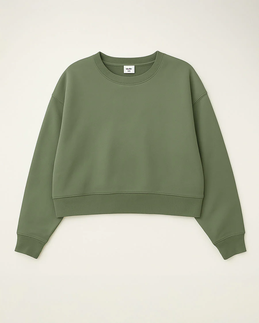Oversized Cropped Crewneck Sweatshirt - Image 5